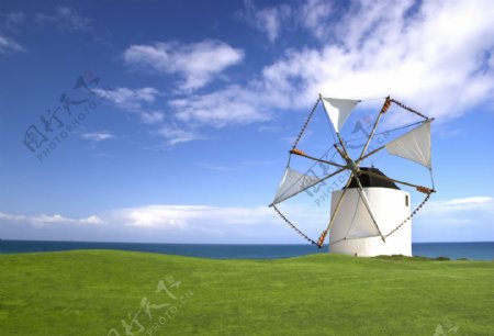 草坪上的风车