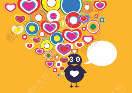 鸟在爱的情人节背景图案