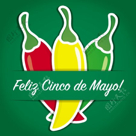 FelizCincodeMayo幸福5月第五剪纸矢量格式的卡