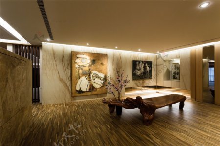 新中式时尚室内茶几背景墙设计图