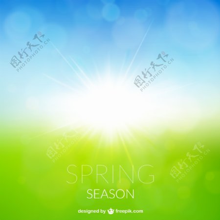 春天阳光草地背景矢量素材图片