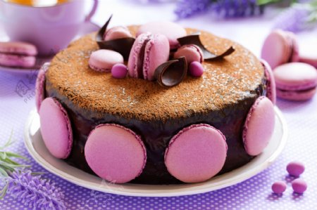 豪华紫色生日蛋糕图片