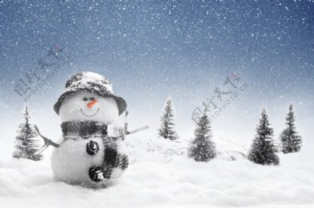 冬季雪人背景图片
