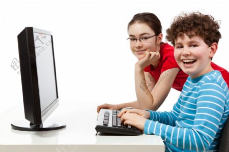 儿童与电脑图片