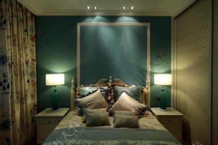 时尚卧室大床背景墙设计图