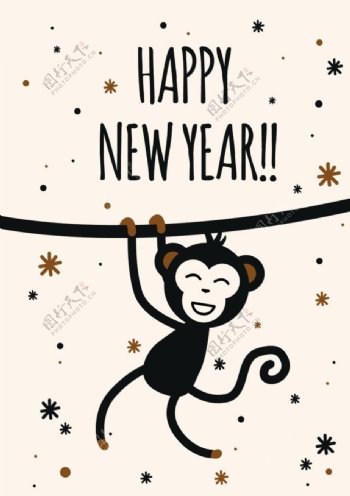 2016年有趣猴子新年贺卡