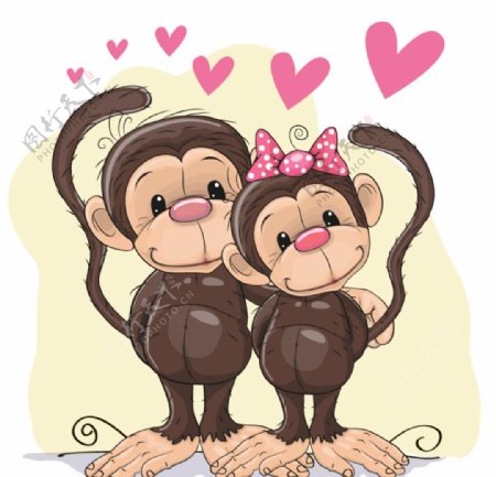 卡通情侣猴子