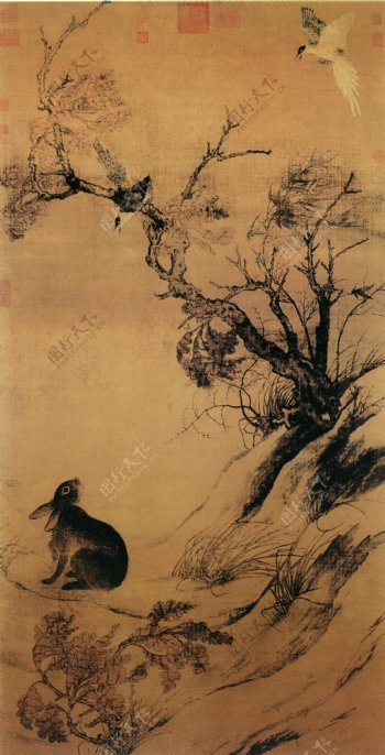 双喜图花鸟画中国古画0053