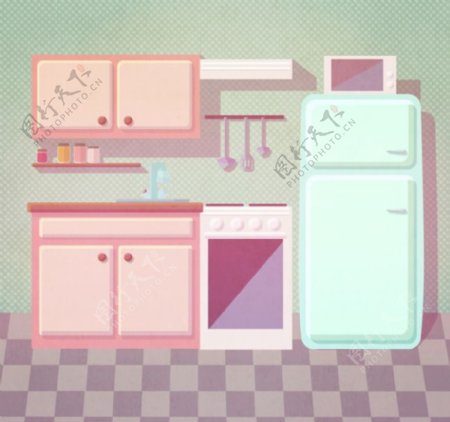 整洁厨房插画
