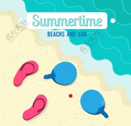 夏季海滩插画矢量素材下载