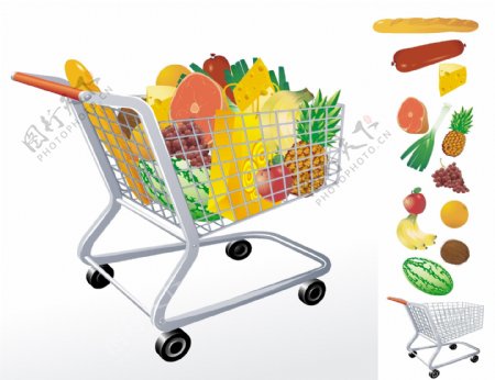购物车与蔬菜素材