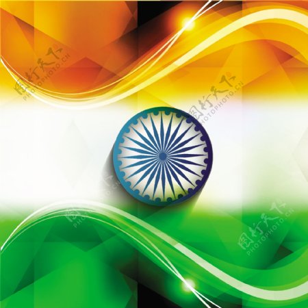 波浪形闪亮印度国旗的背景
