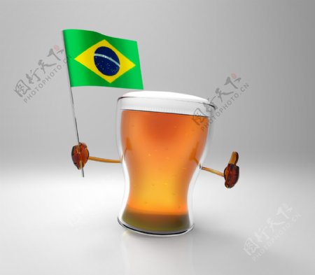 巴西国旗与啤酒