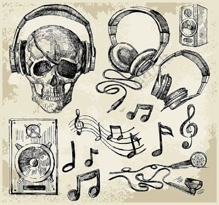 骷髅耳机音乐符号