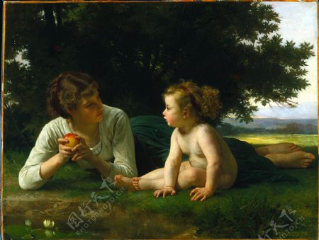 欧式母女油画