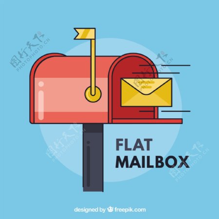 平面设计中的邮箱背景与黄色信封