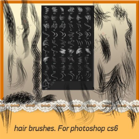 精细的发丝毛发CG绘画Photoshop笔刷素材