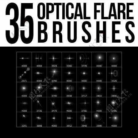 35种光斑光晕超新星爆炸效果Photoshop笔刷素材