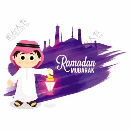 Ramadanmubarak背景与微笑的孩子