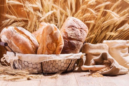 麦子和面包图片