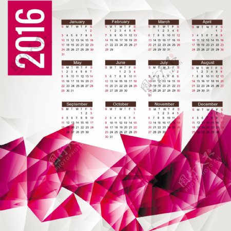 2016年紫色色调日历图片