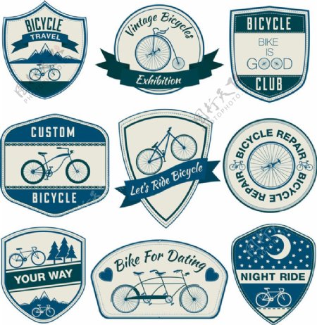 蓝色自行车标签图片