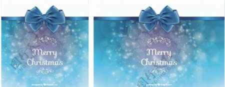 带弓的圣诞淡蓝色背景