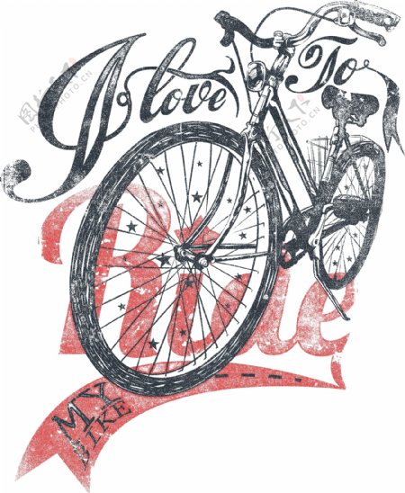 自行车T恤图案