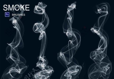 20种烟雾效果流烟形状Photoshop笔刷素材下载
