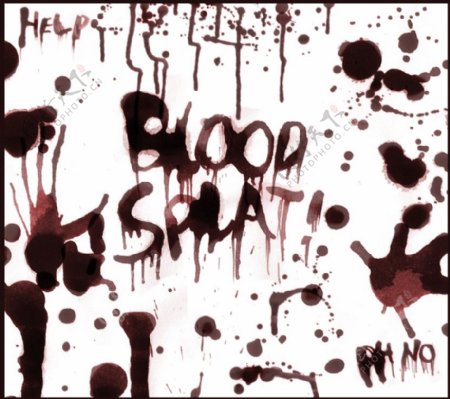 恐怖血手印血迹流血滴血效果photoshop笔刷素材
