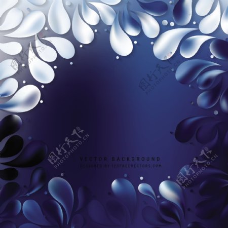 深蓝色花卉观赏水滴背景