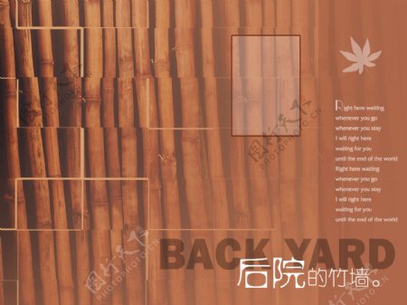 后院的竹墙相片模版图片