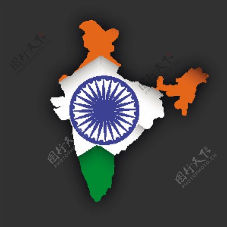 印度国旗与印度地图