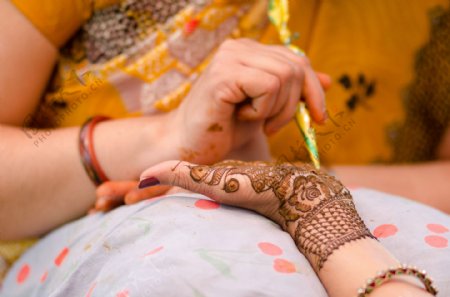 印度美女手纹花纹图片