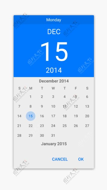 简洁的手机APP日历界面UI设计