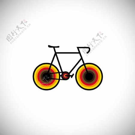 带有彩色轮的自行车图标