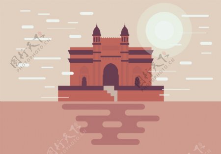 孟买纪念碑插图矢量图