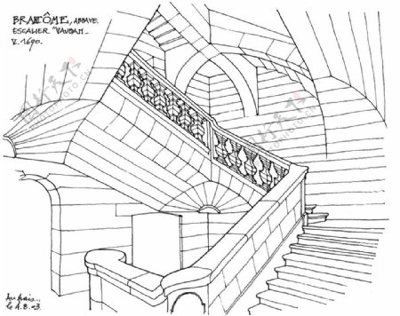 欧式建筑楼梯效果图
