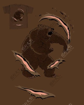 位图动物熊插画色彩免费素材