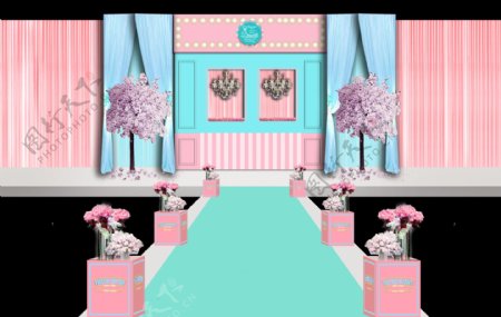 粉蓝色小清新婚礼效果图设计