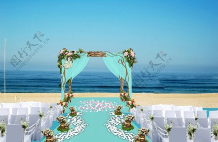 海边婚礼签到台效果图