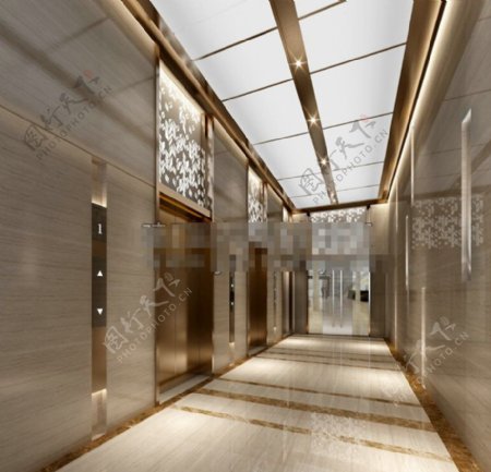 室内设计酒店电梯间设计模板下载