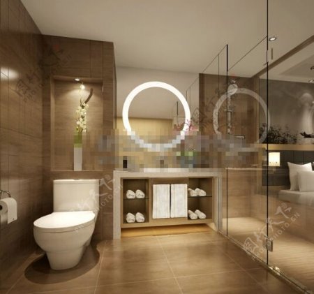 仿古砖卫浴空间设计效果图片素材下载