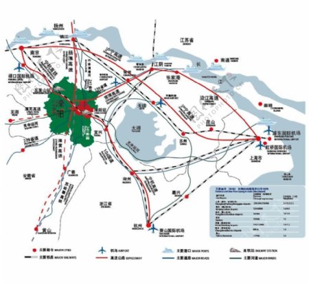 溧阳及周边主要城市交通线路矢量图