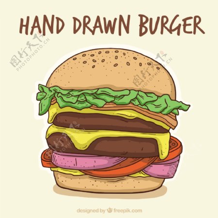 手绘汉堡插图背景