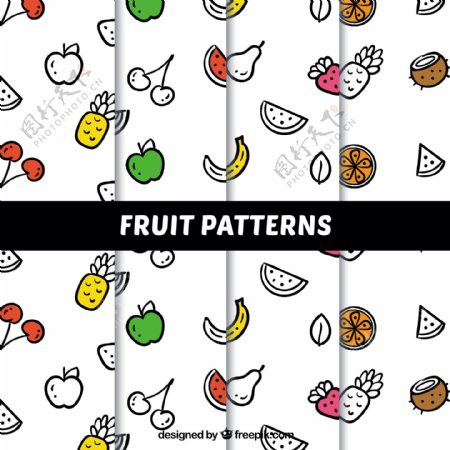 几种水果元素装饰图案矢量素材