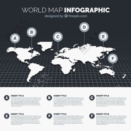 黑白世界地图信息图