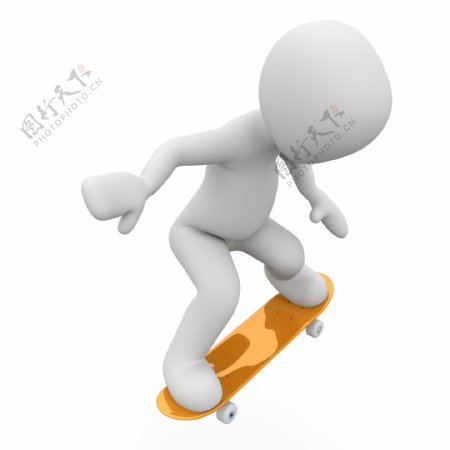 创意3D小人滑滑板图片