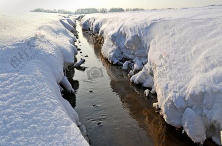 寒冷冬天的小河