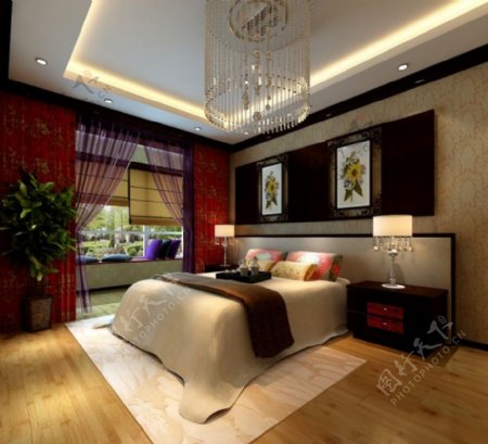 暖色卧室模型